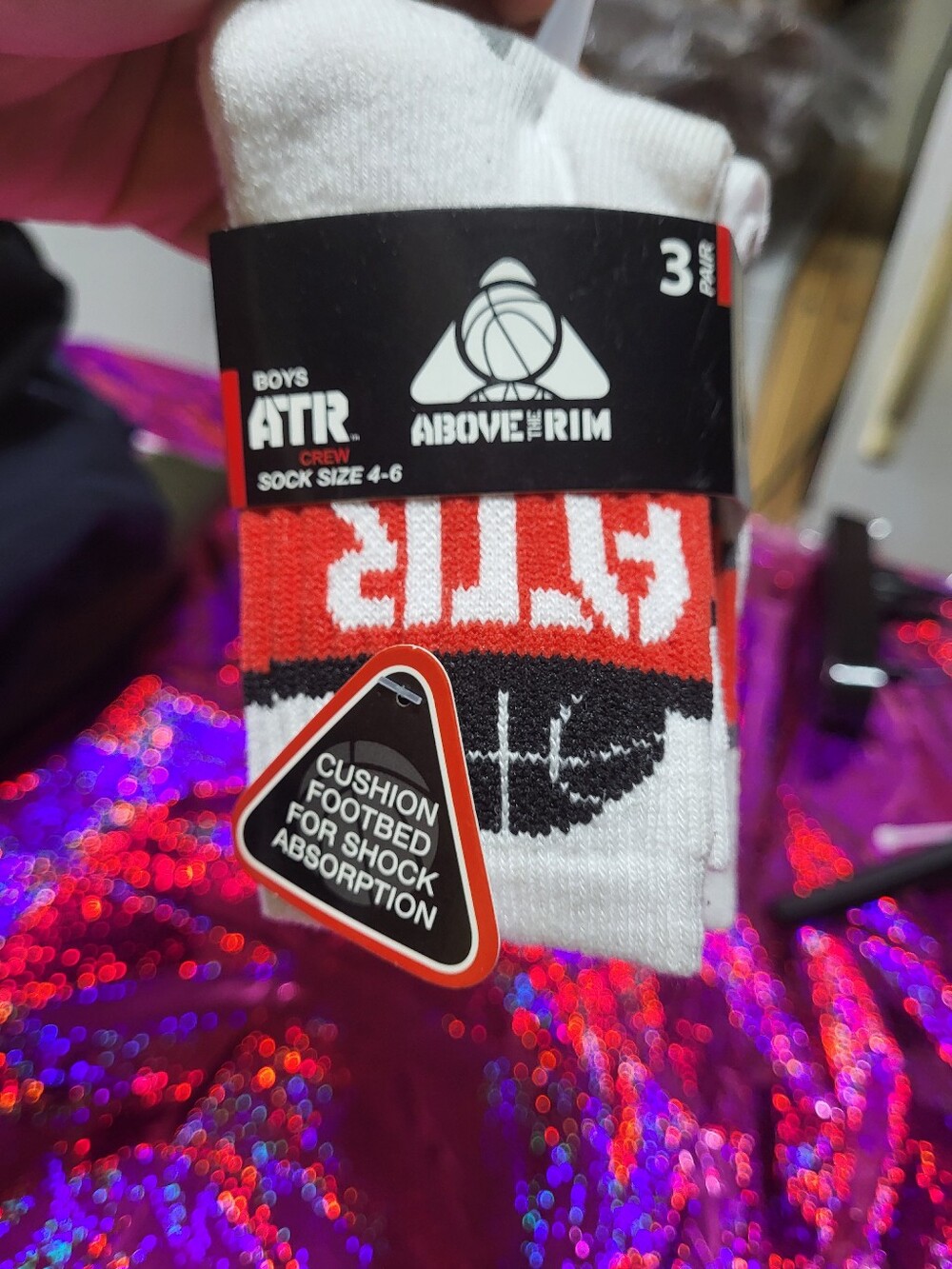 Boys' Athletic Crew Socks - White & Red